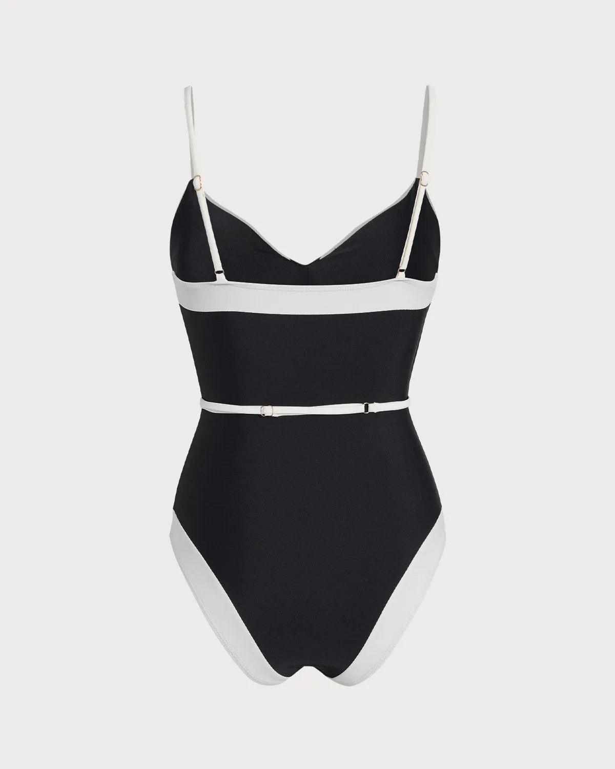 Black Contrasting V Neck One Piece Swimwear sold by rihoas product image thumbnail 2