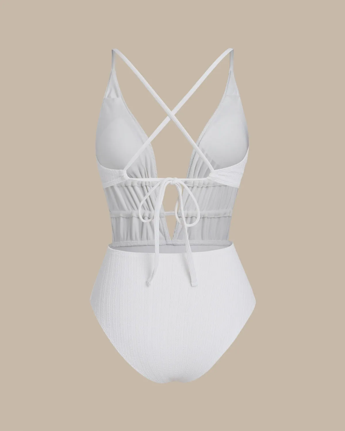 White Bralette Textured One Piece Swimwear sold by rihoas product image thumbnail 2
