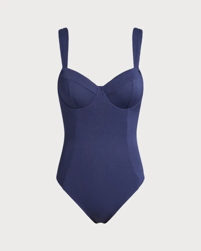 Blue Underwire One Piece Swimwear sold by rihoas