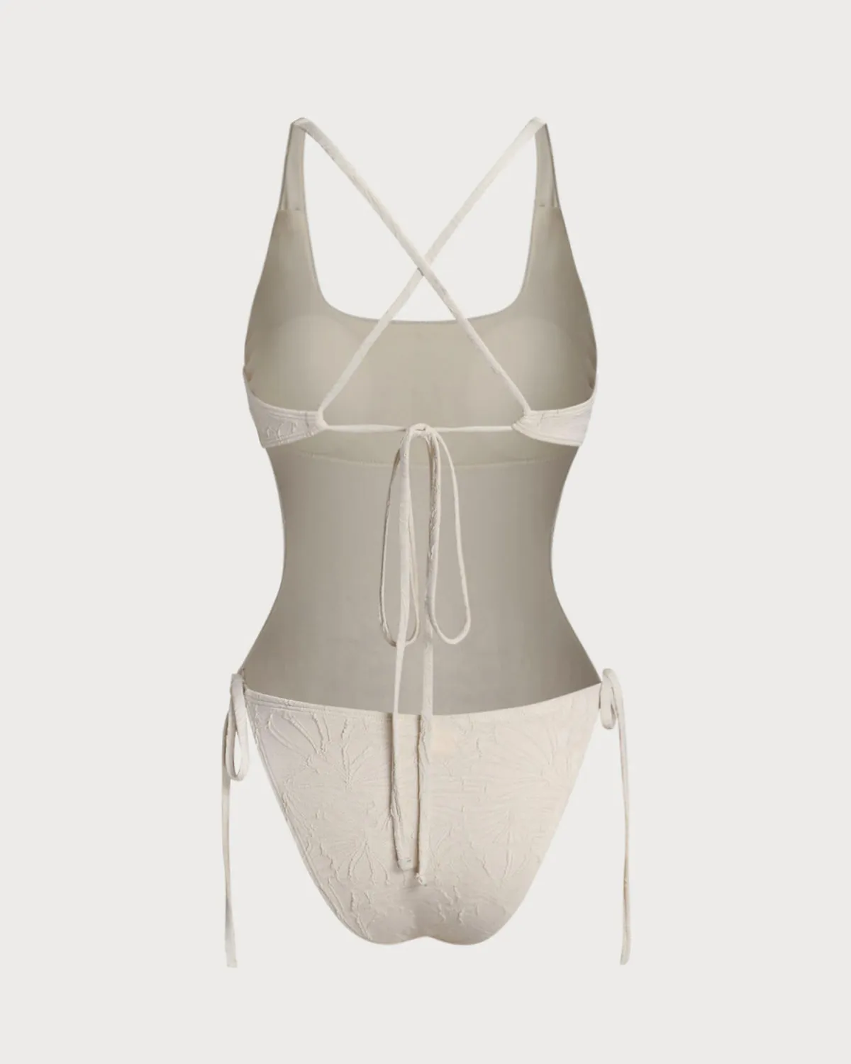 Off White Textured Bralette One Piece Swimwear sold by rihoas product image thumbnail 2
