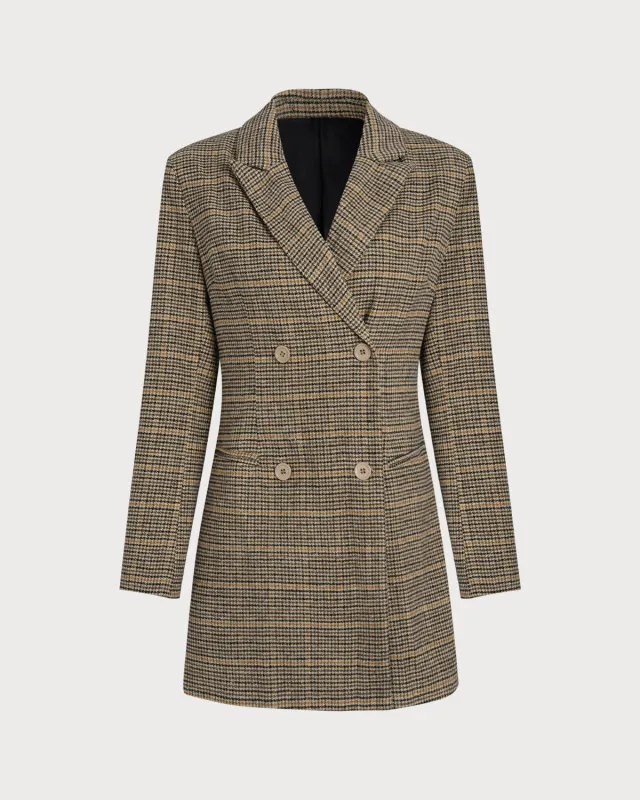 Coffee Plaid Blazer Mini Dress sold by rihoas