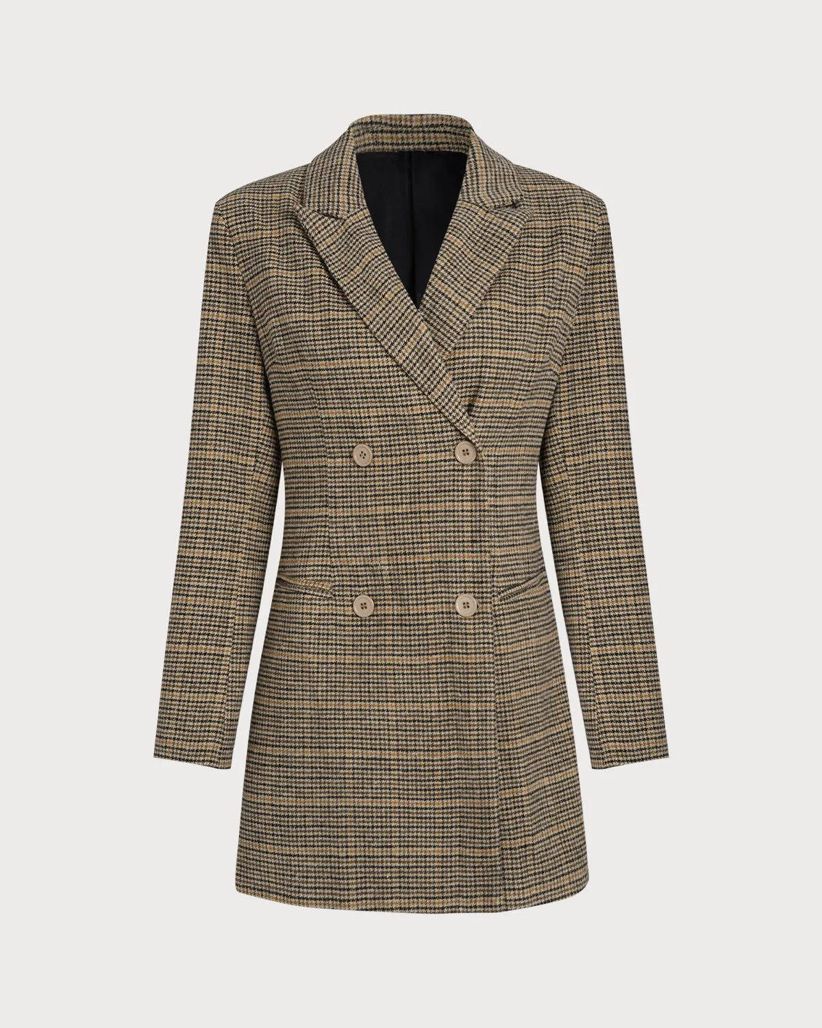 Coffee Plaid Blazer Mini Dress sold by rihoas