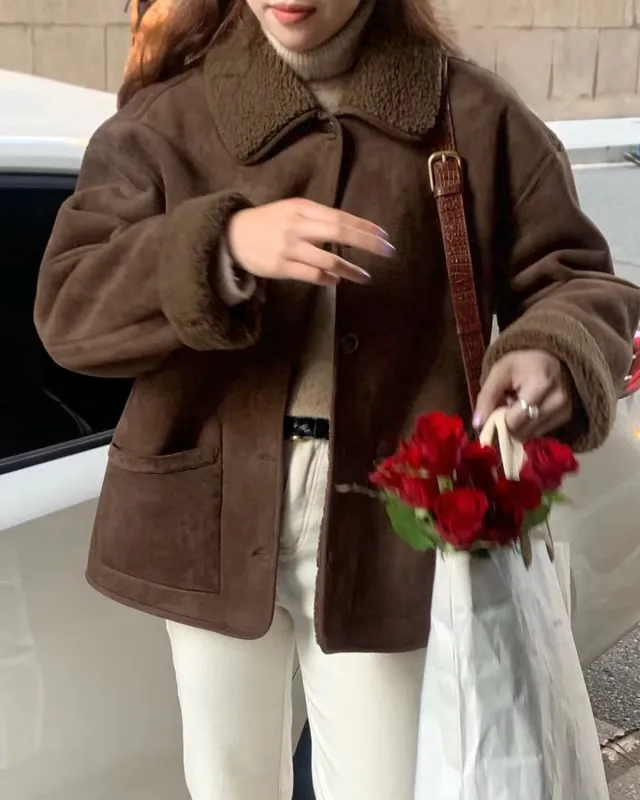 Coffee Single Breasted Jacket sold by rihoas