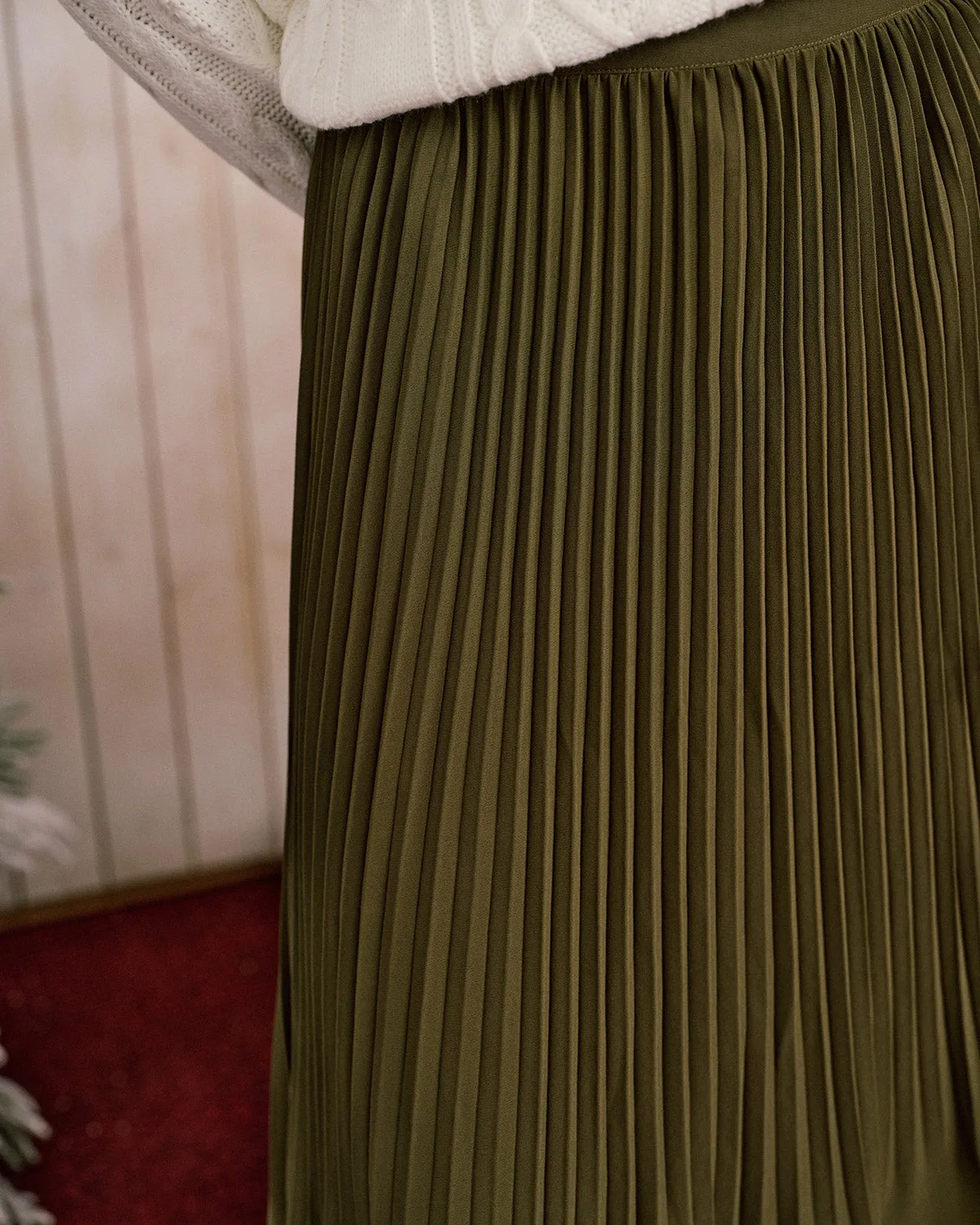 Green Chiffon A-Line Midi Skirt sold by rihoas product image thumbnail 2