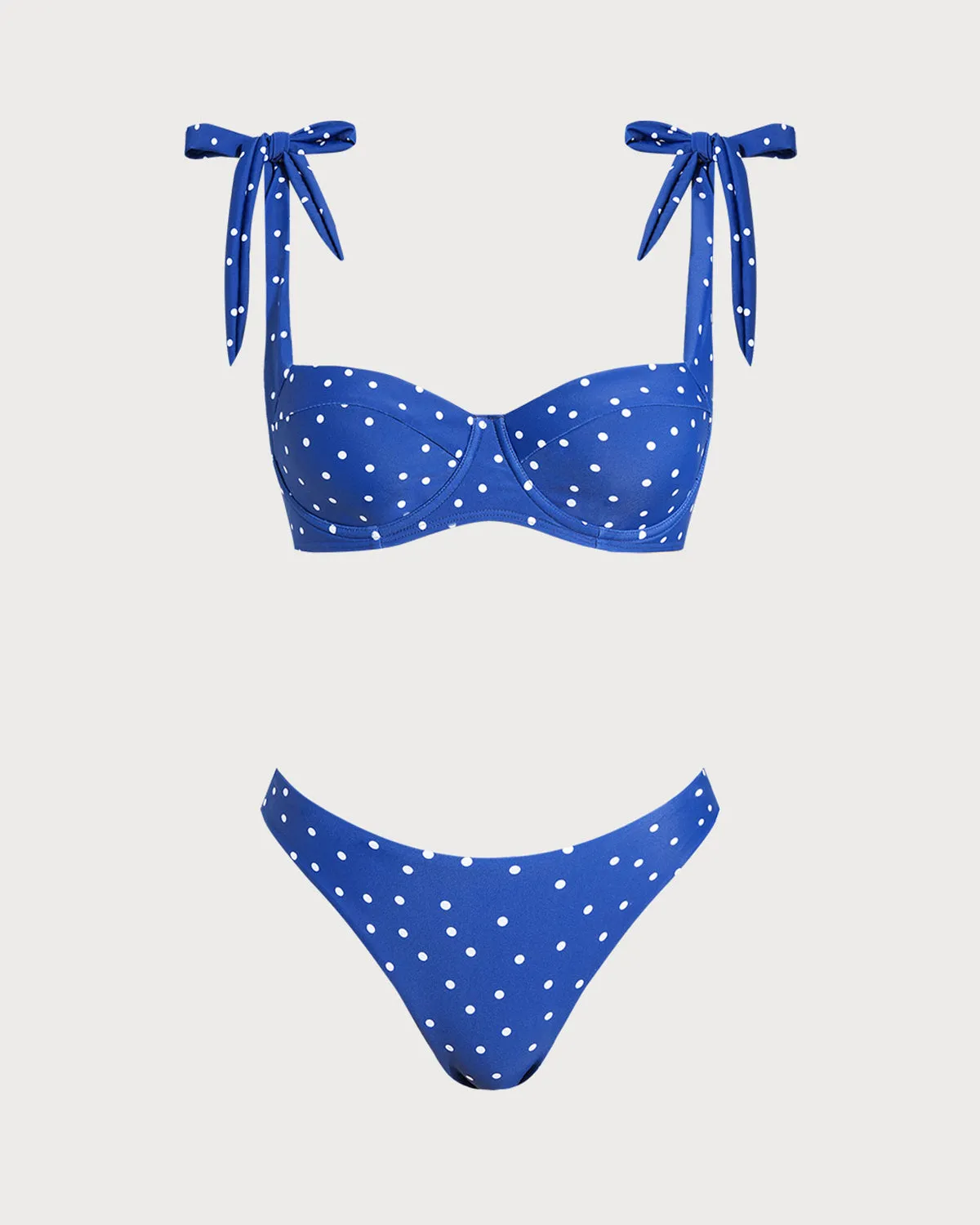 Blue Bowknot Polka Dot Underwire Bikini Sets sold by rihoas