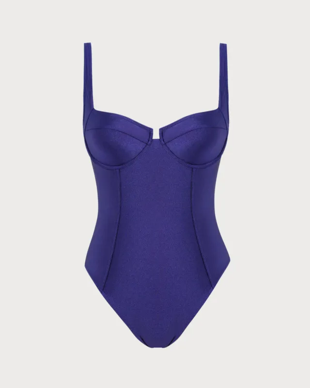 Navy Underwire One Piece Swimwear sold by rihoas