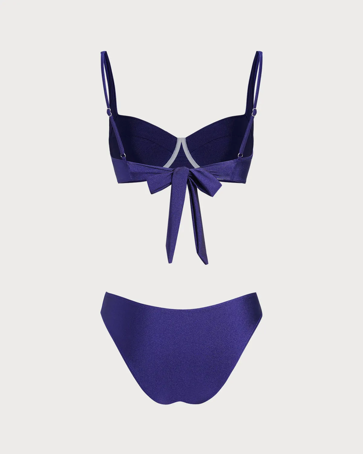 Navy Sweetheart Neck Underwire Bikini Sets sold by rihoas product image thumbnail 2