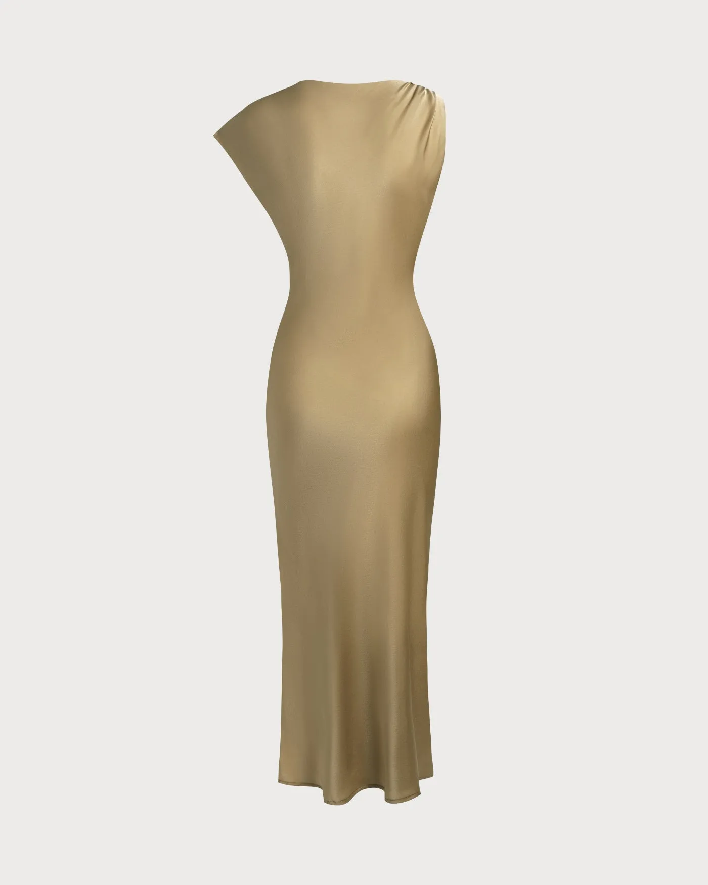 Khaki Cap Sleeve A-Line Maxi Dress sold by rihoas product image thumbnail 3