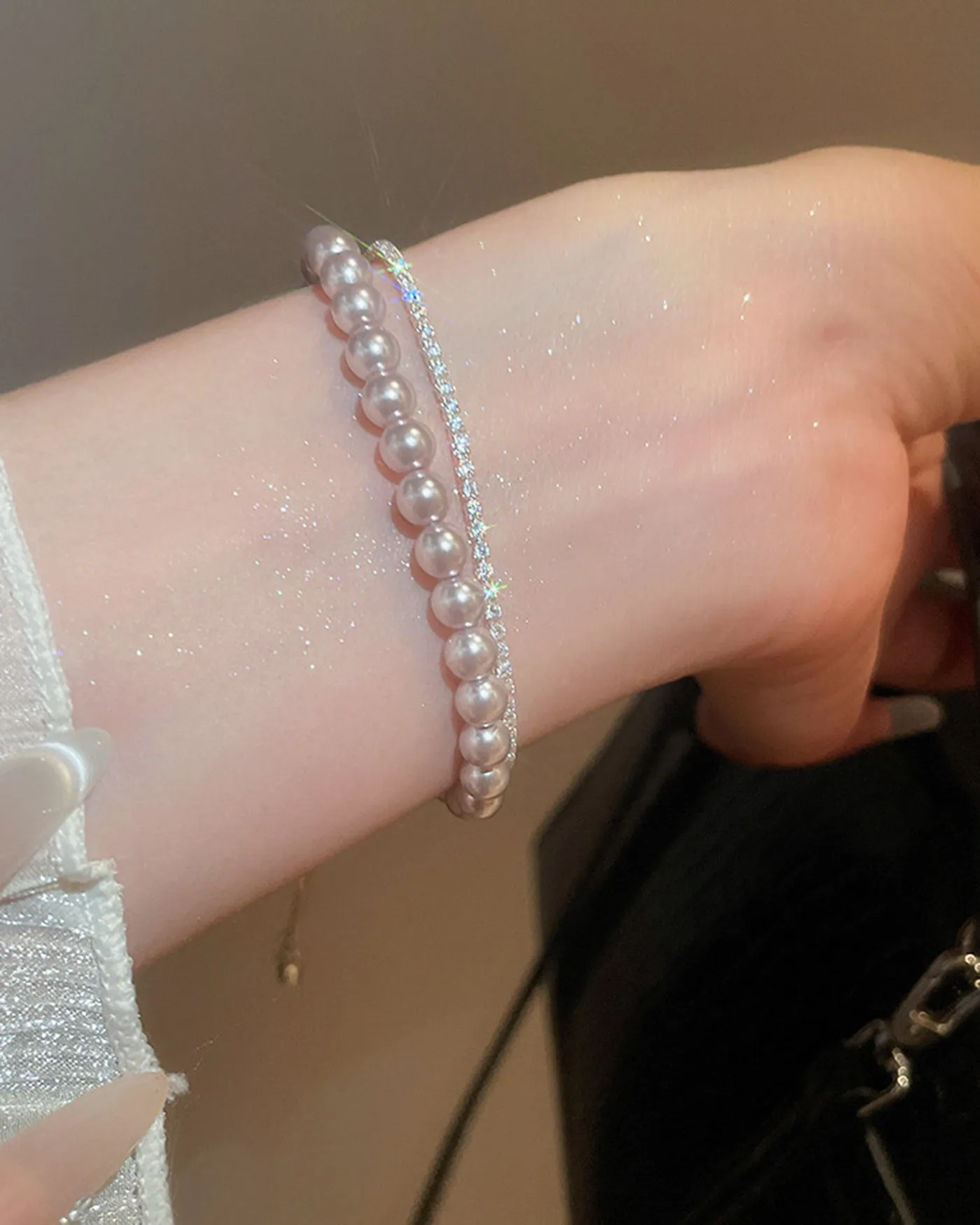 Pink Faux Pearl Bracelet sold by rihoas