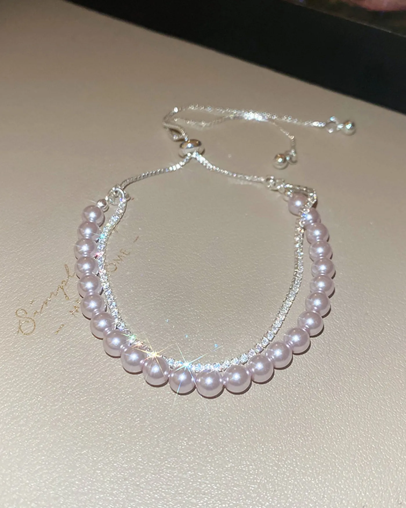 Pink Faux Pearl Bracelet sold by rihoas product image thumbnail 2