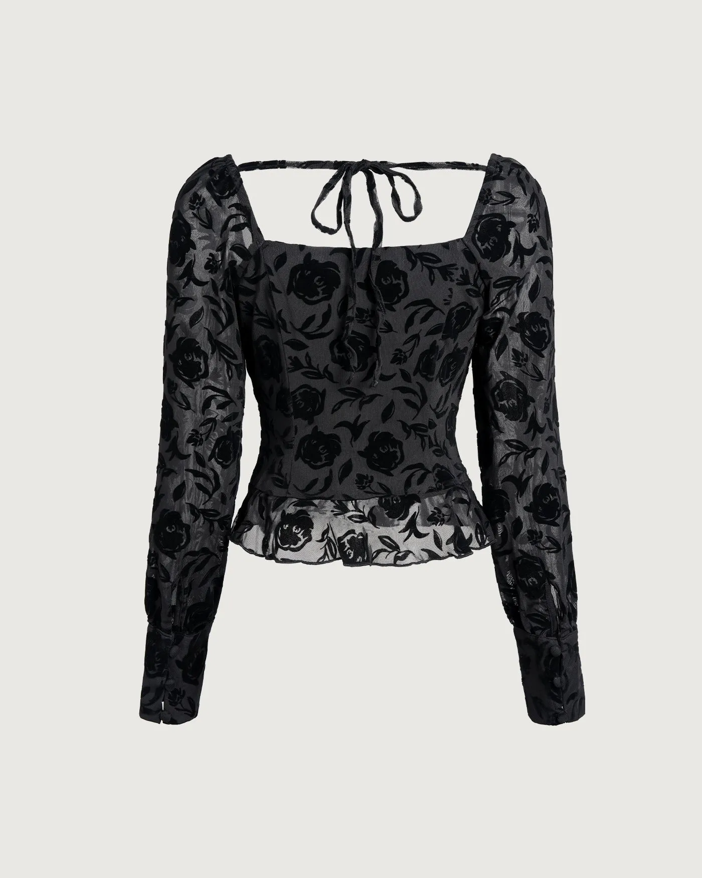 Black Square Neck Blouse sold by rihoas product image thumbnail 3
