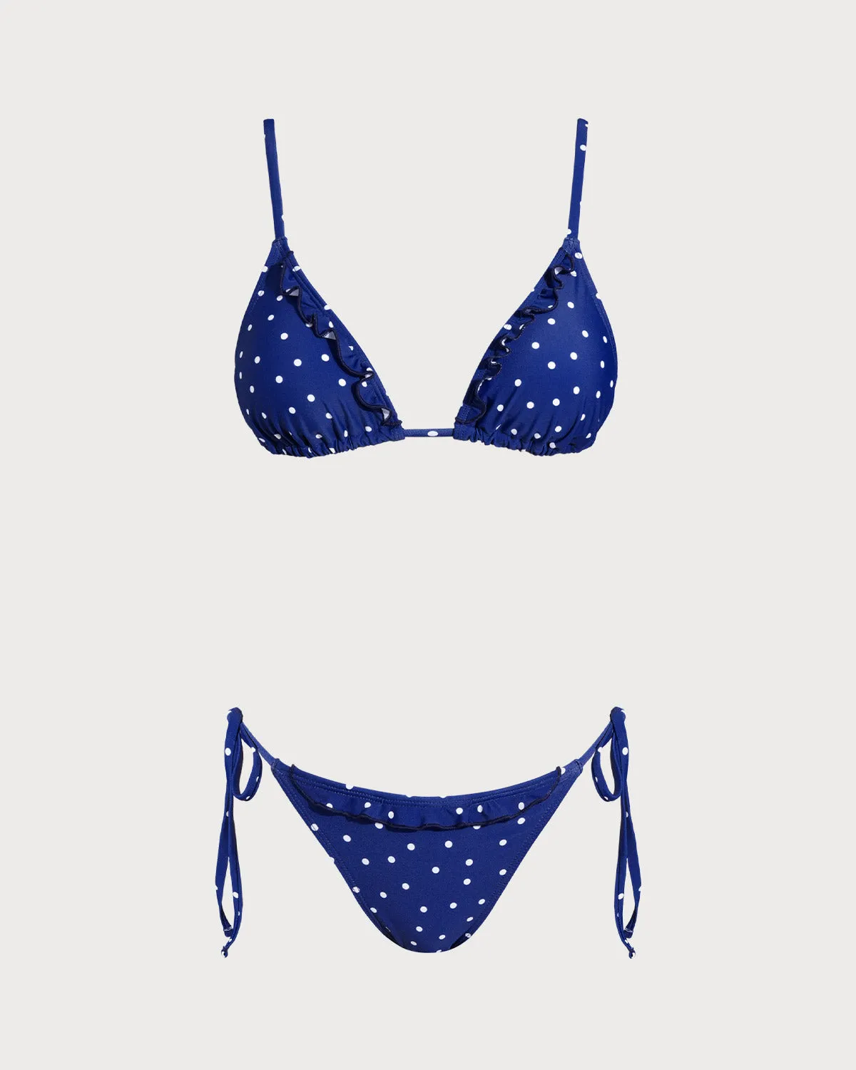 Blue Polka Dots Bralette Bikini Sets sold by rihoas