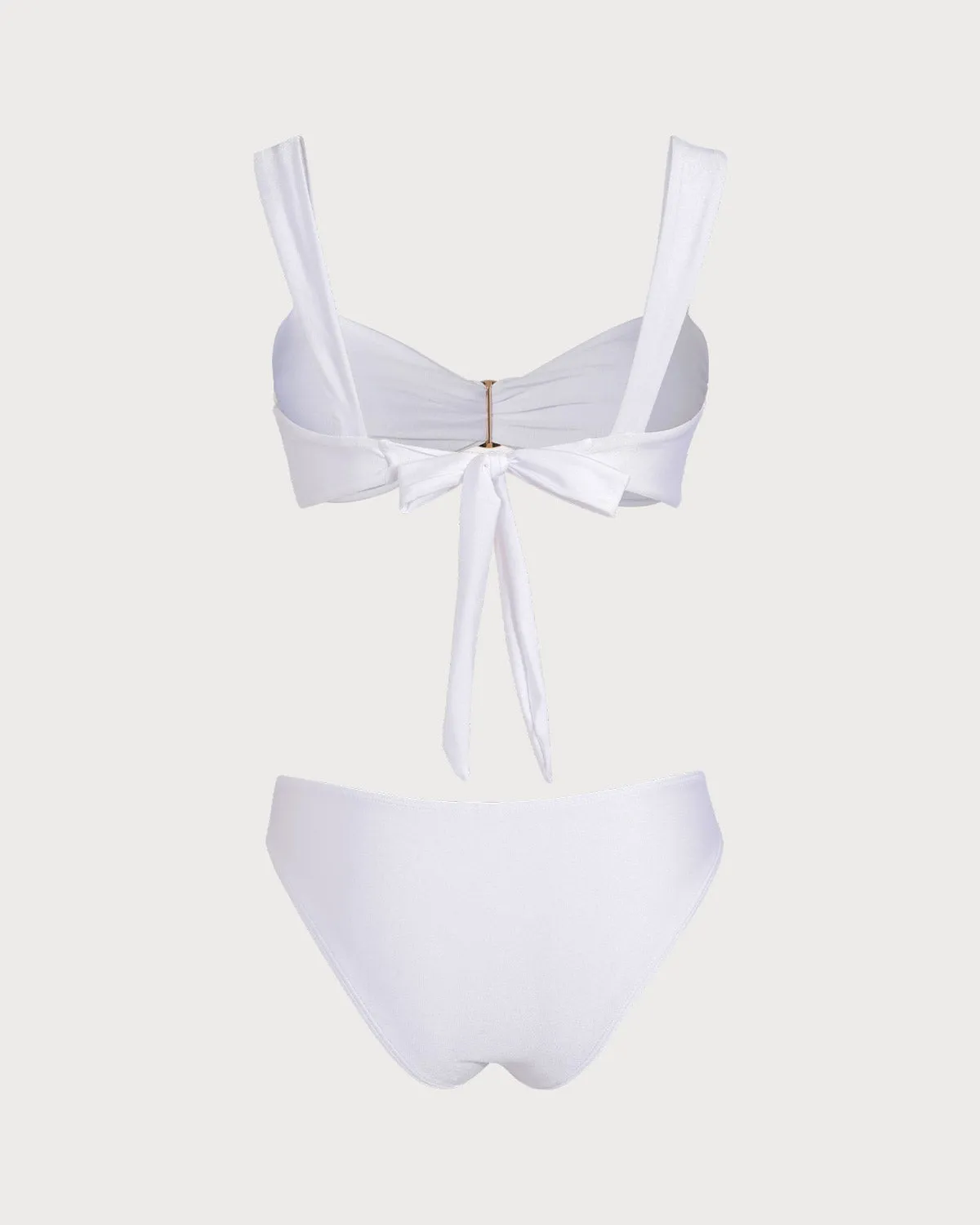 White Sweetheart Neck Drawstring Bikini Sets sold by rihoas product image thumbnail 4