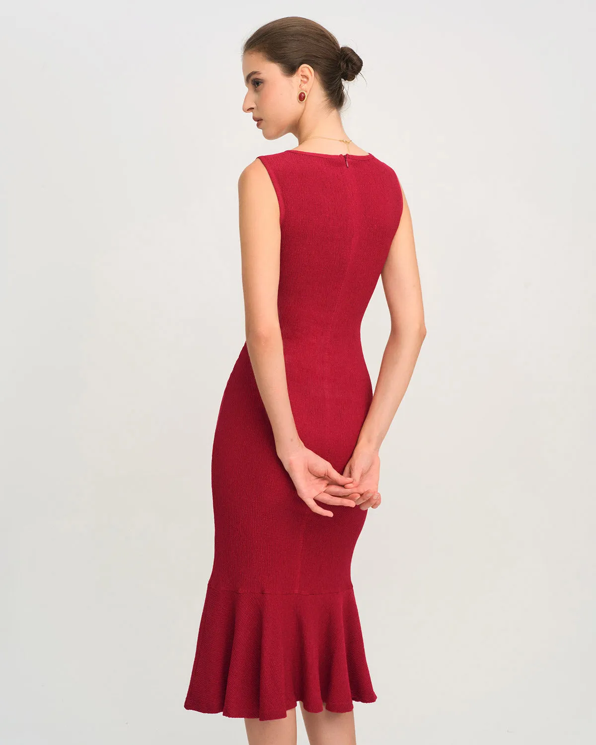 Red V Neck A-Line Midi Dress sold by rihoas product image thumbnail 3