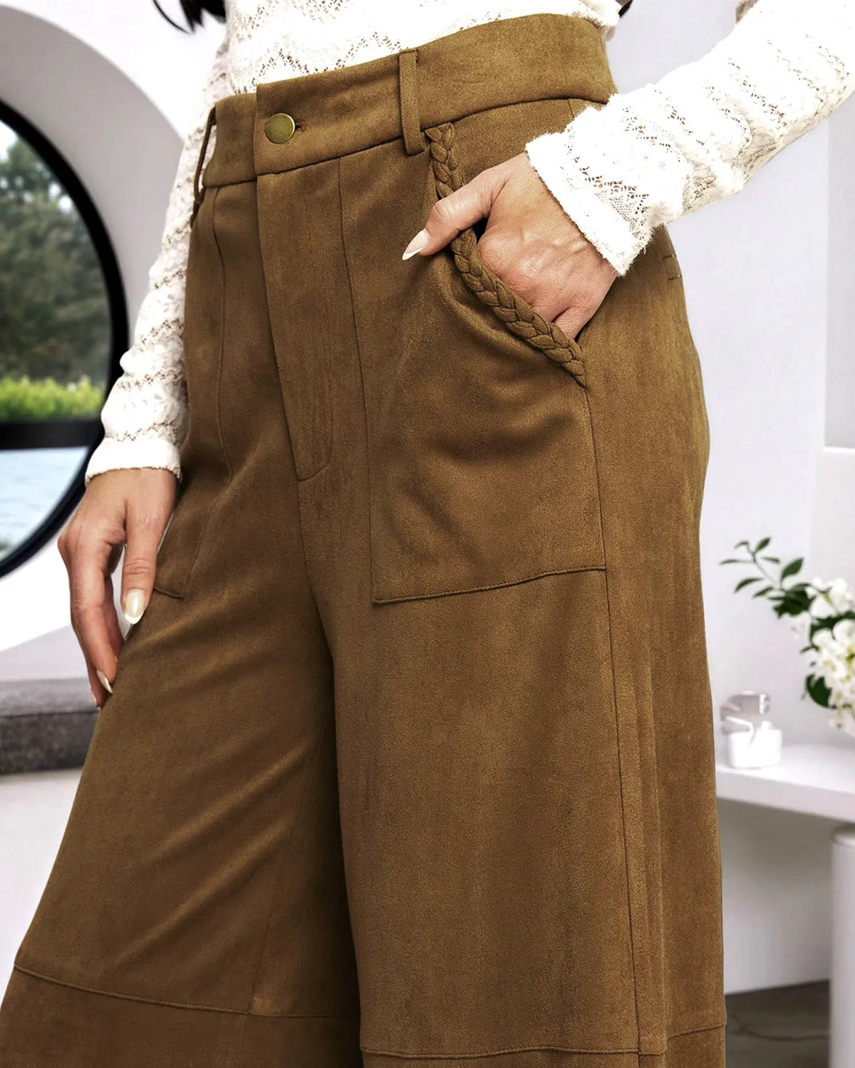 Brown Straight Casual Pants sold by rihoas product image thumbnail 2