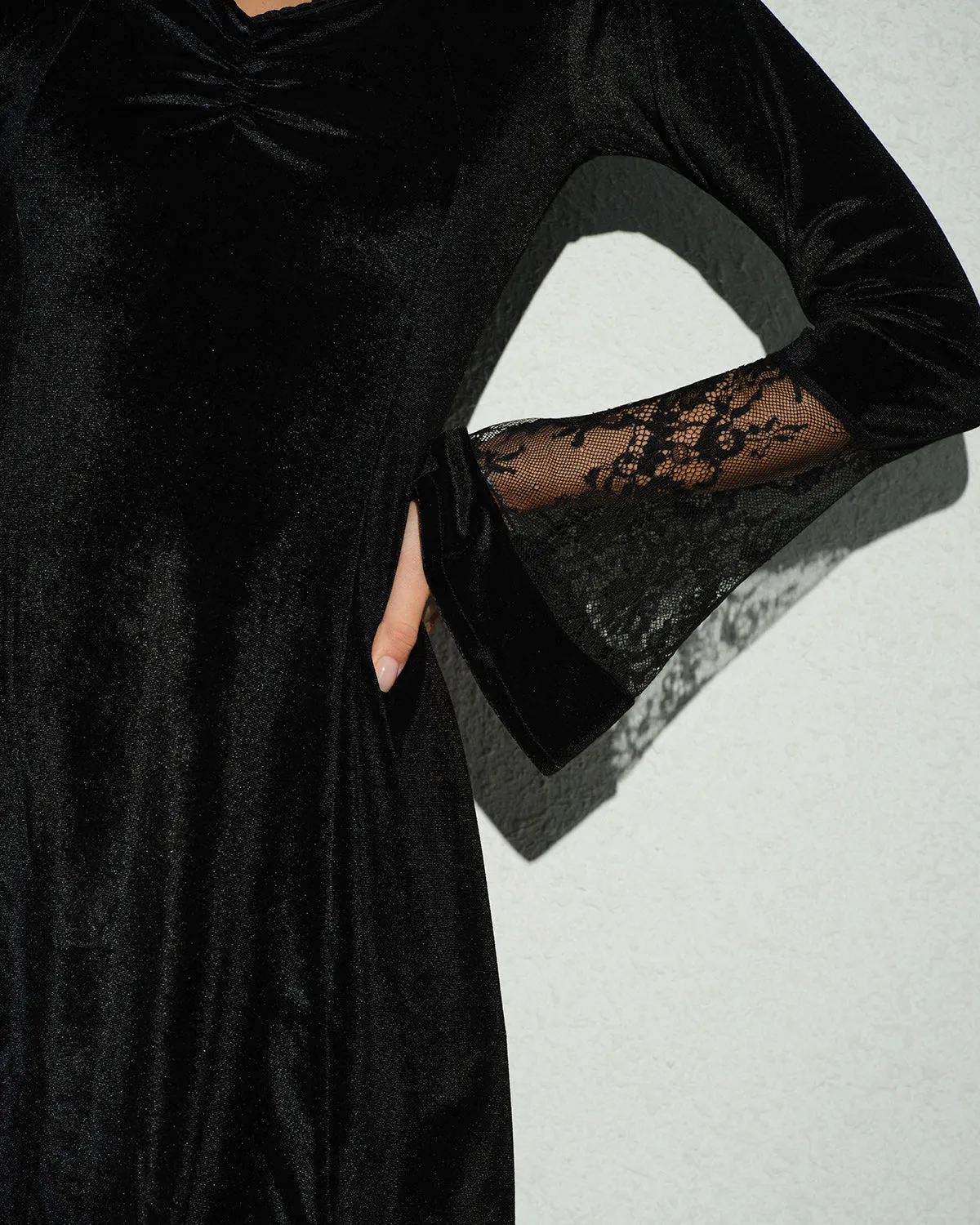 Black Velour A-Line Mini Dress sold by rihoas product image thumbnail 2