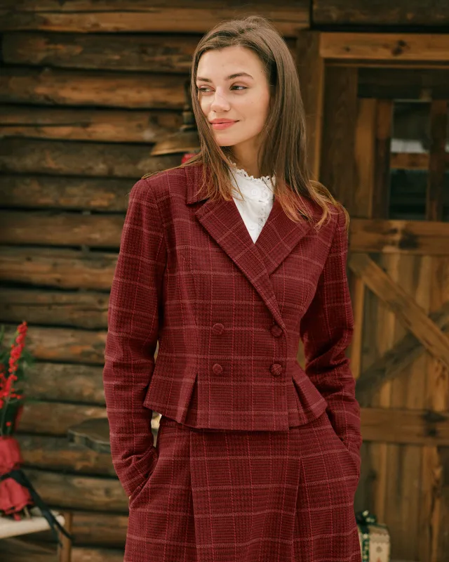 Red Plaid Double Breasted Jacket sold by rihoas