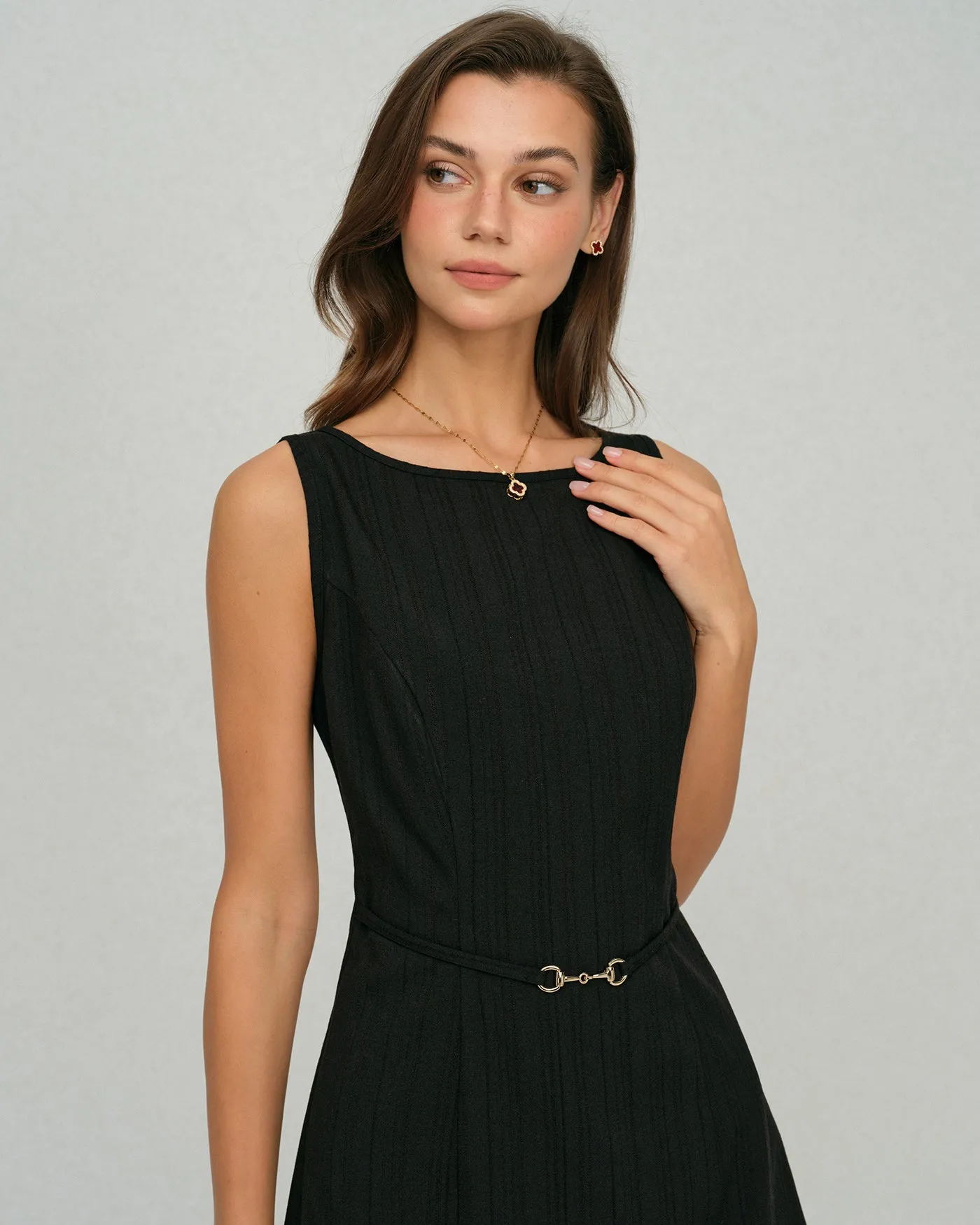 Black Belt A-Line Mini Dress sold by rihoas product image thumbnail 2