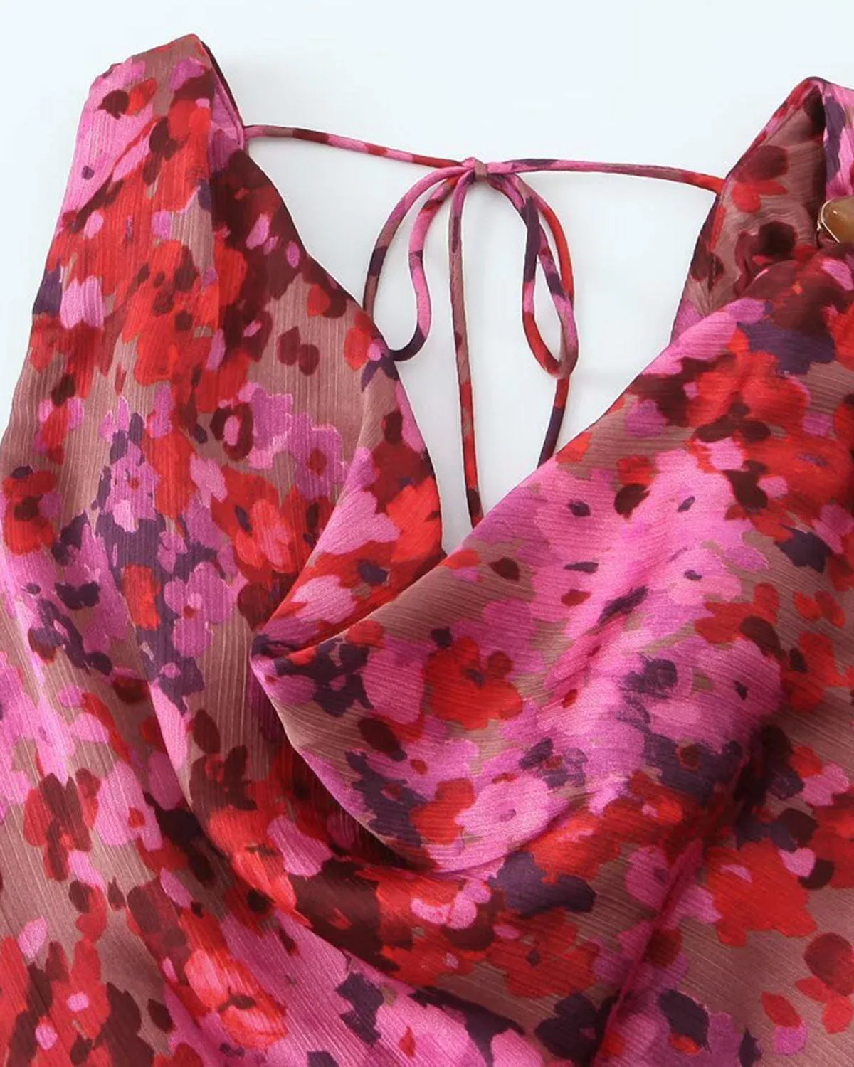 Red Floral Tunic A-Line Maxi Dress sold by rihoas product image thumbnail 3