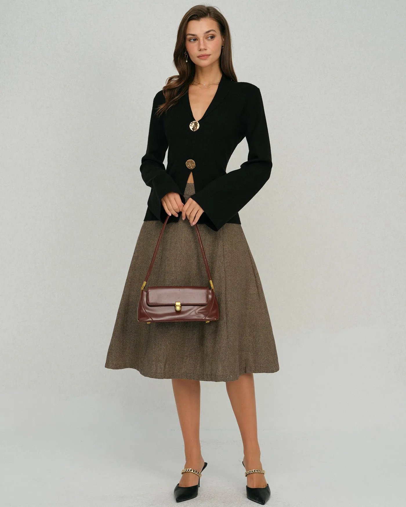 Black Bell Sleeve Button Collar Sweater sold by rihoas product image thumbnail 4