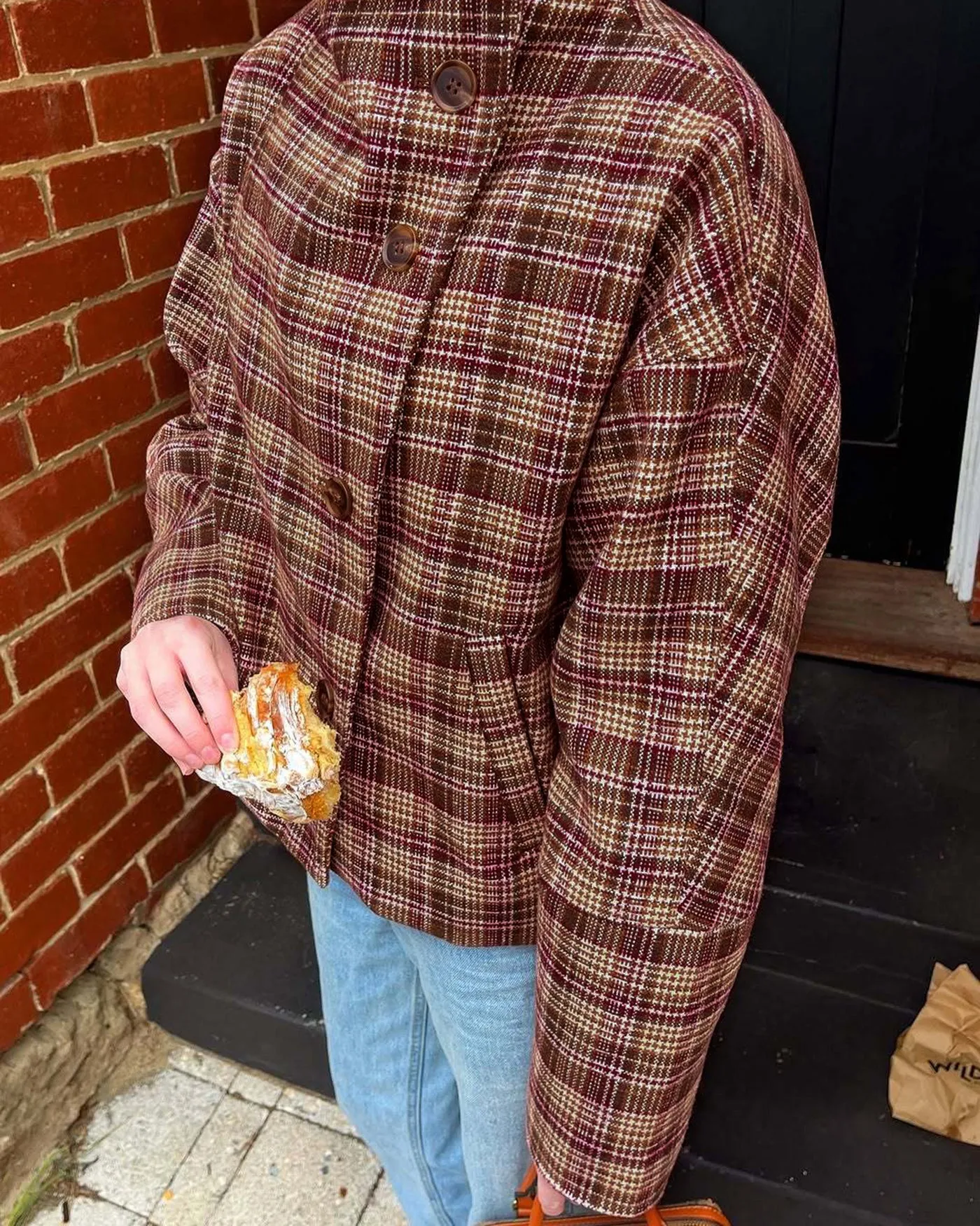 Red Single Breasted Plaid Jacket sold by rihoas product image thumbnail 3