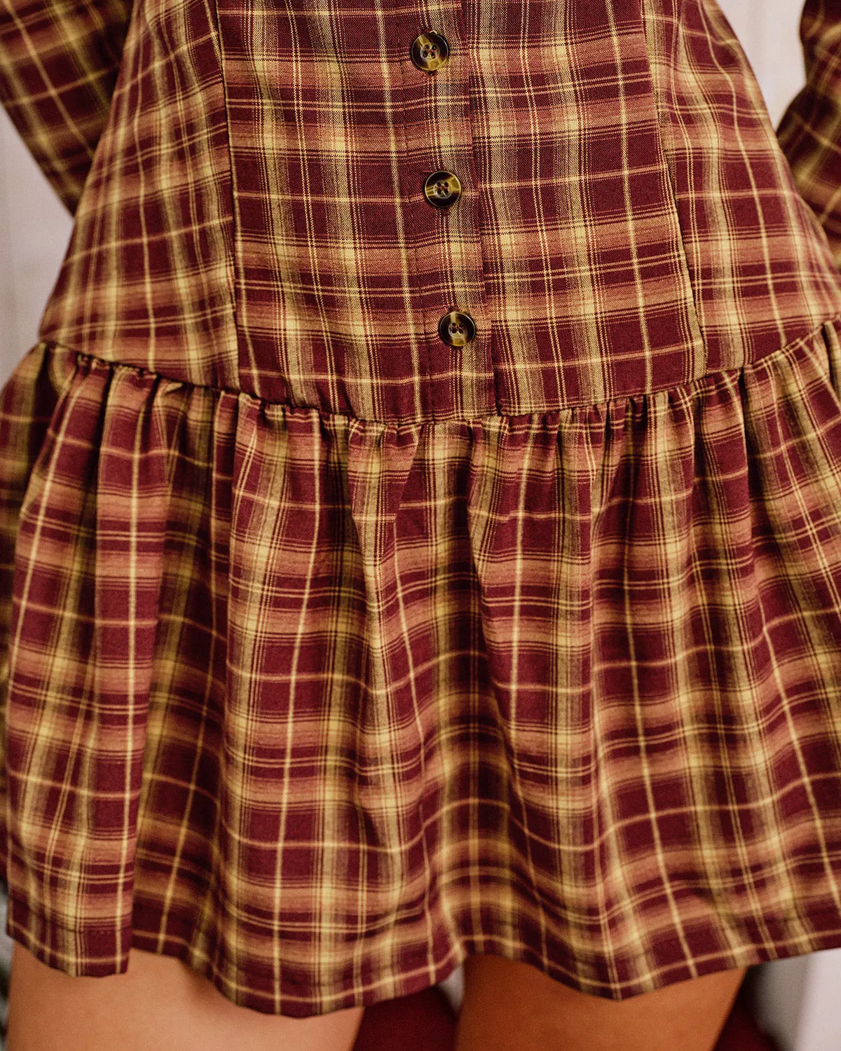 Red Plaid Tunic Mini Dress sold by rihoas product image thumbnail 2