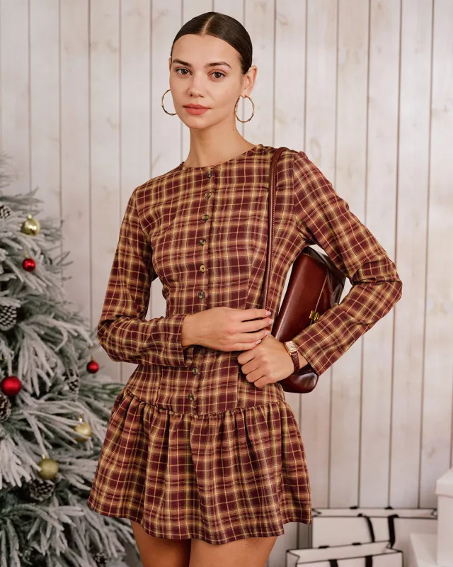 Red Plaid Tunic Mini Dress sold by rihoas