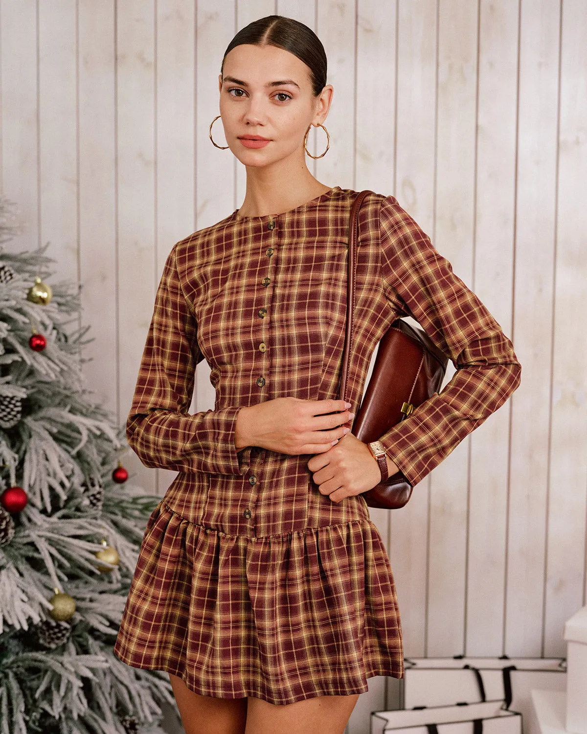 Red Plaid Tunic Mini Dress sold by rihoas