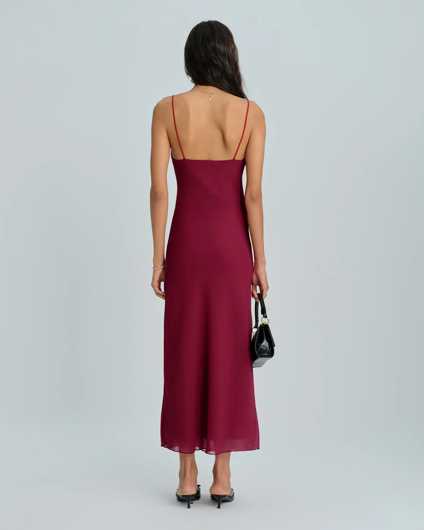 Red Strap Ruffle Maxi Dress sold by rihoas product image thumbnail 4