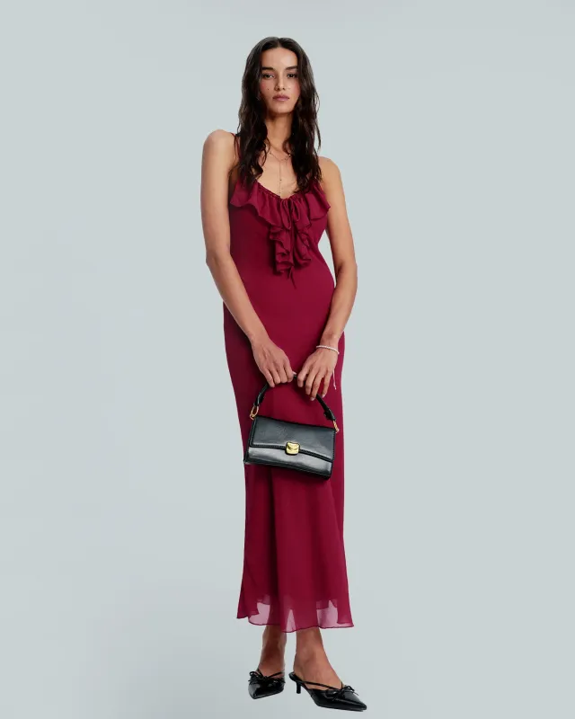 Red Strap Ruffle Maxi Dress sold by rihoas