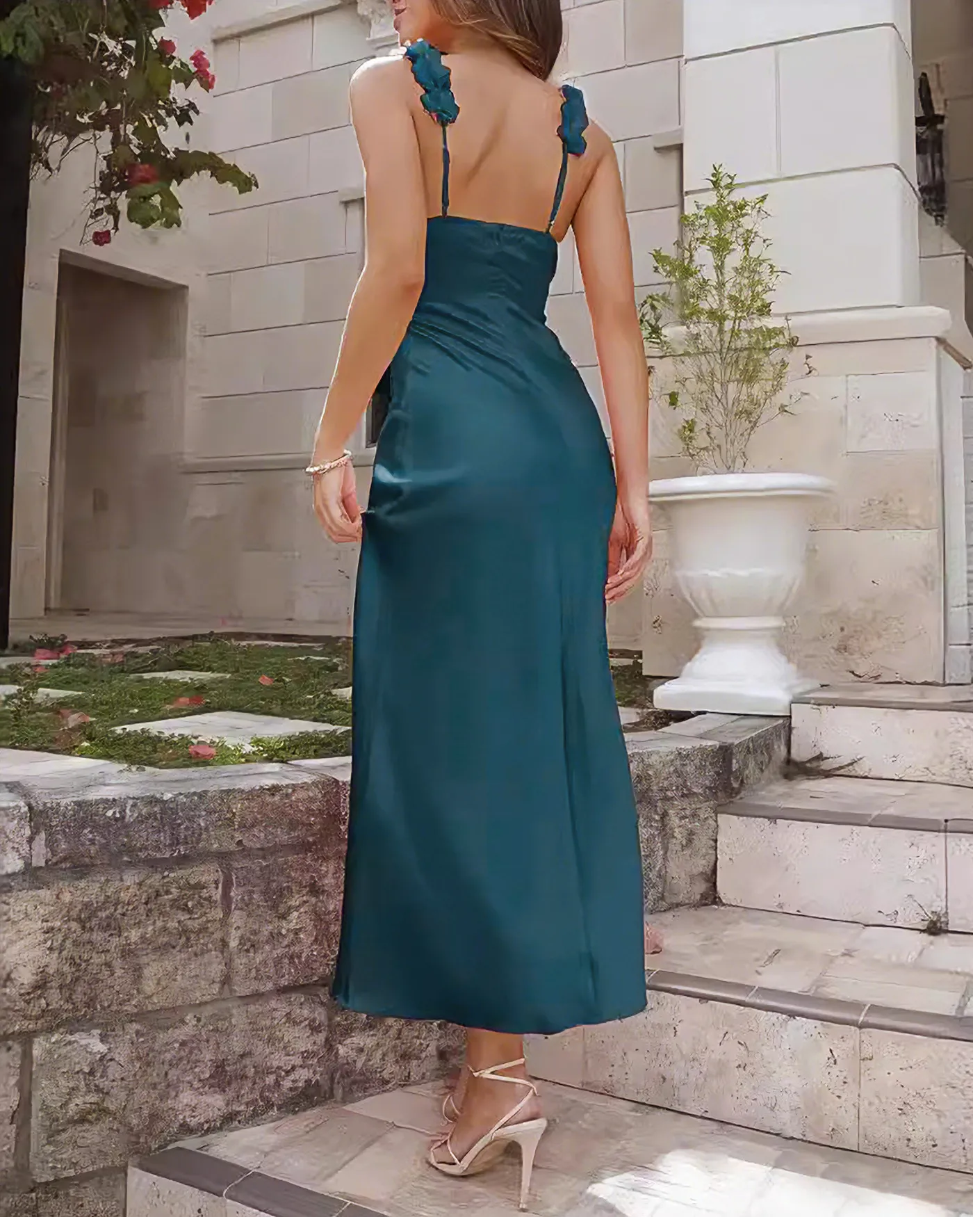 Blue Sleeveless Straps Maxi Dress sold by rihoas product image thumbnail 3