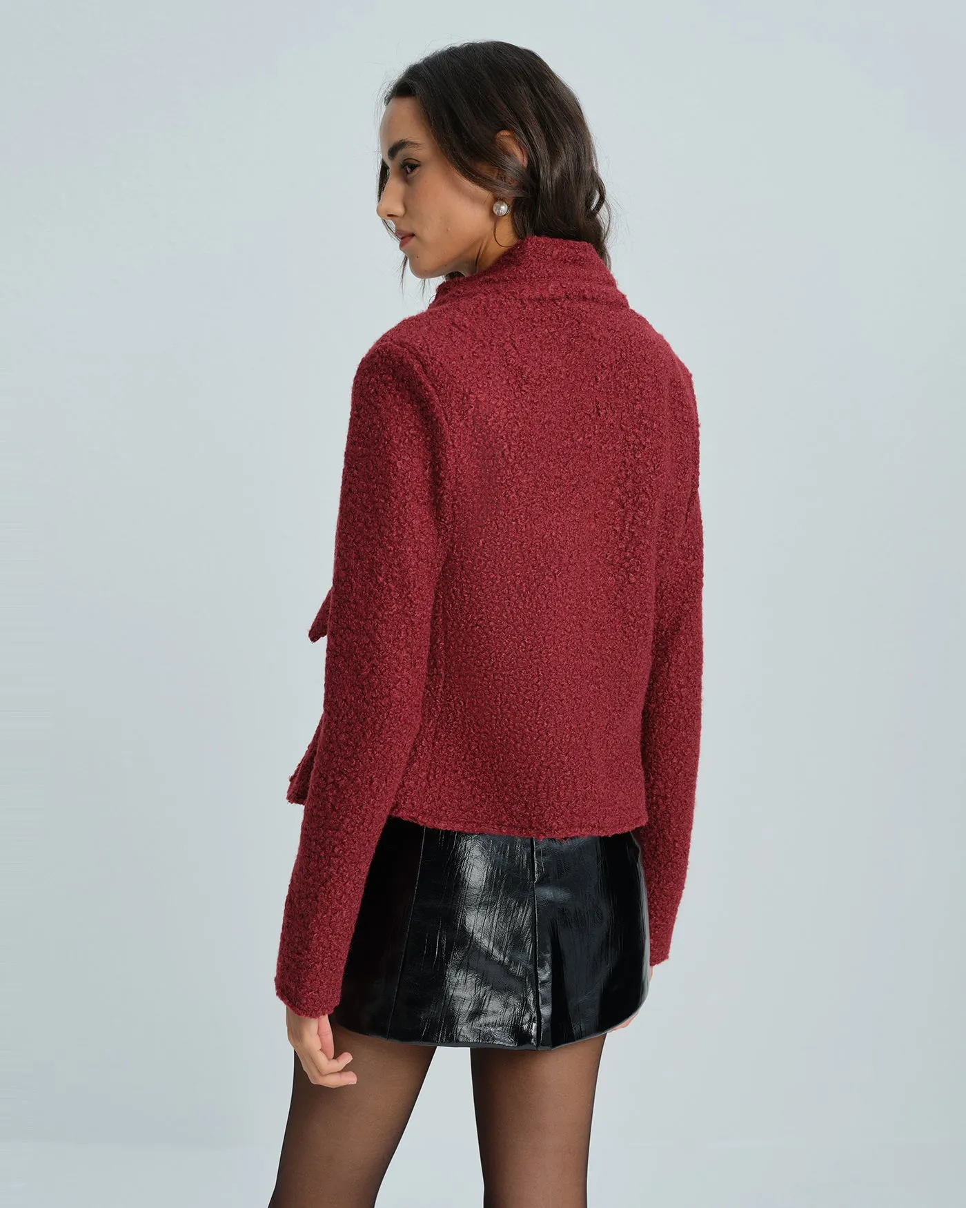 Red Single Breasted Solid Jacket sold by rihoas product image thumbnail 5