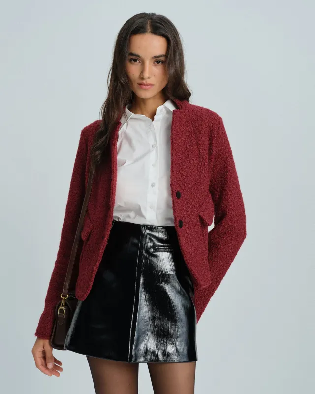 Red Single Breasted Solid Jacket sold by rihoas