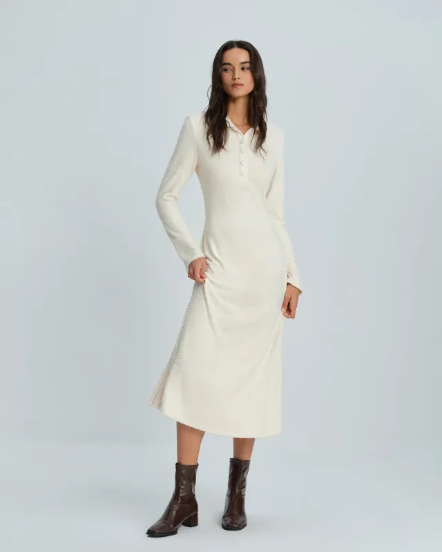 Apricot Collar Bell Sleeve Midi Dress sold by rihoas