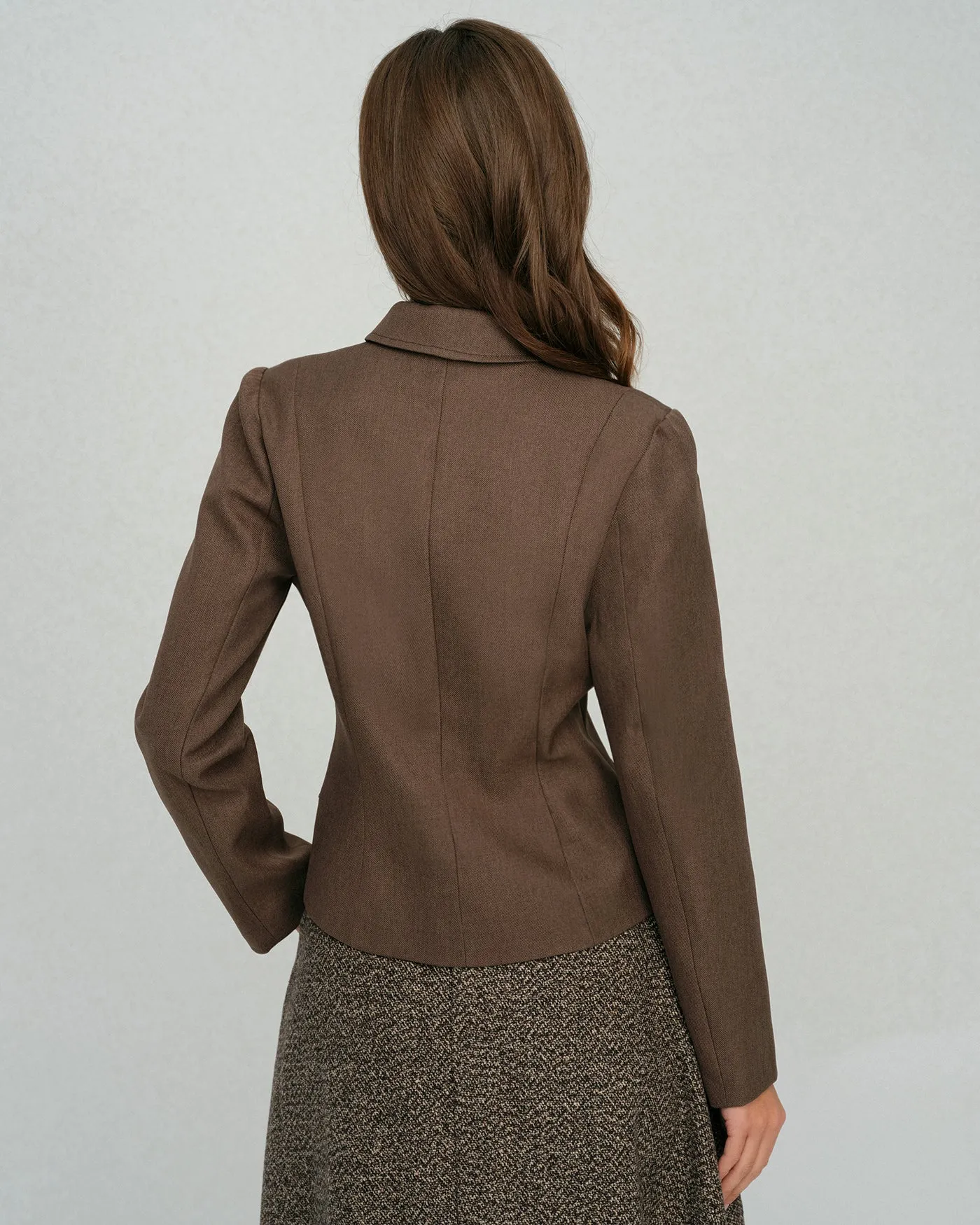 Coffee Single Breasted Solid Jacket sold by rihoas product image thumbnail 4