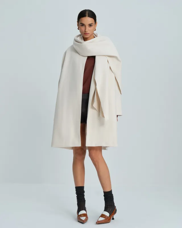 White Button Surplice Coat made by rihoas