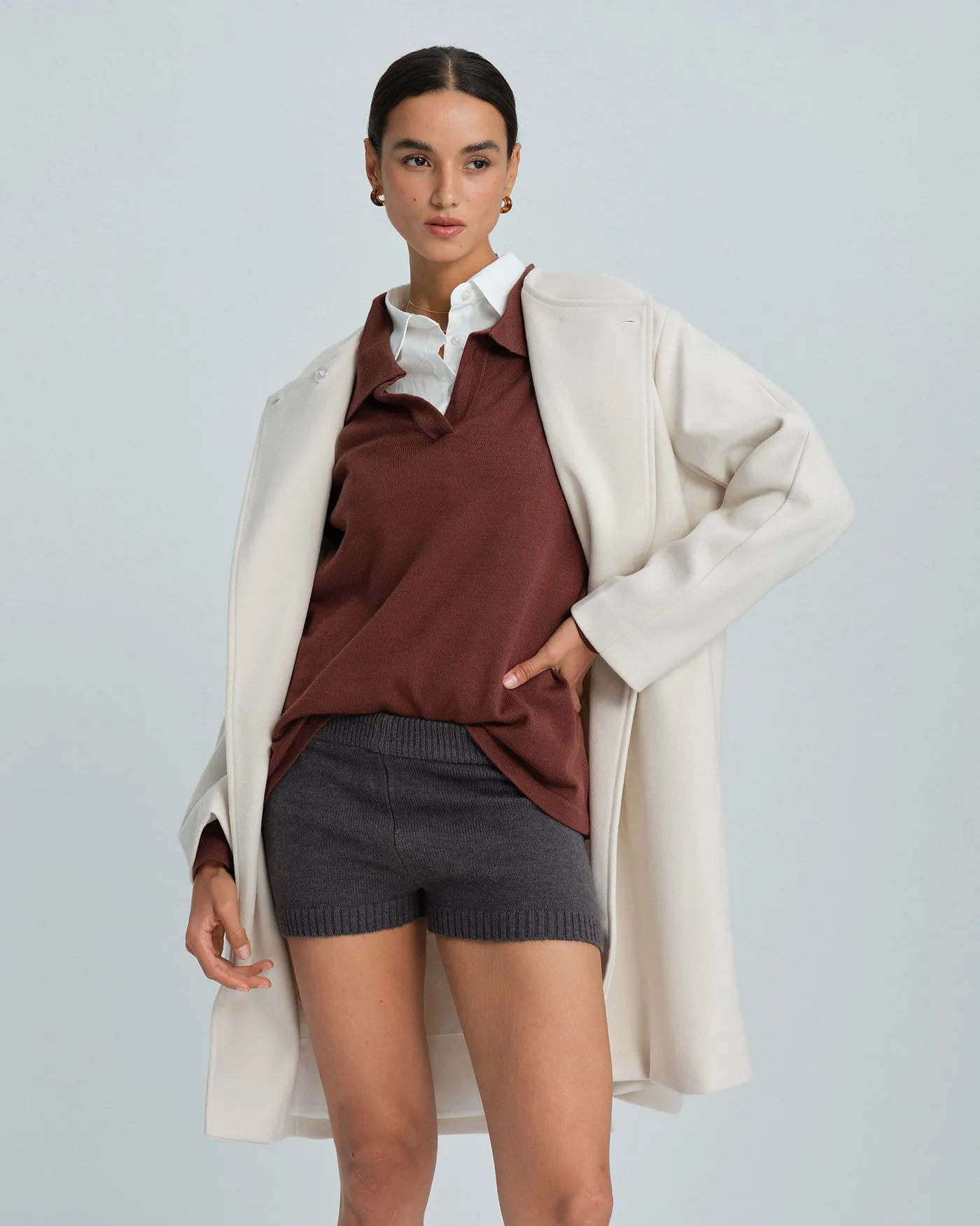 White Button Surplice Coat sold by rihoas product image thumbnail 2