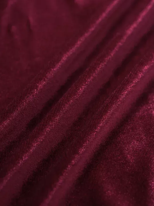 Red Sleeveless One Shoulder Velour Midi Dress sold by rihoas product image thumbnail 3