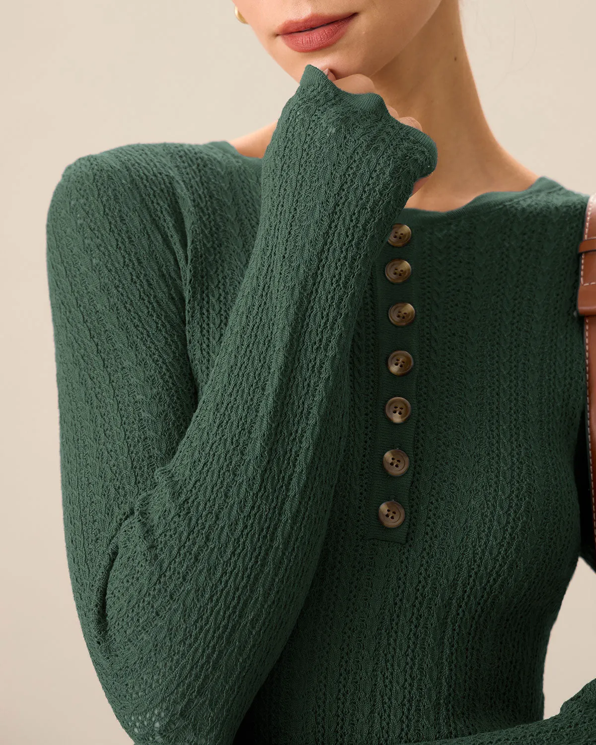Green Scalloped Slim Sweater sold by rihoas product image thumbnail 2