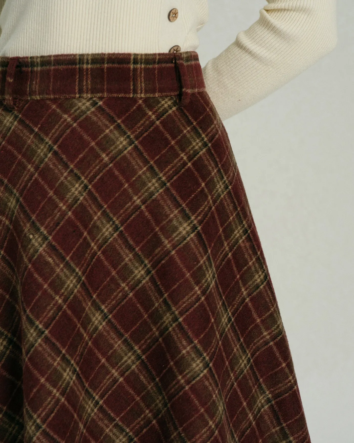 Red Plaid Floral Midi Skirt sold by rihoas product image thumbnail 2