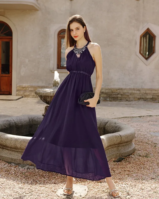 Purple Halter Tunic Maxi Dress sold by rihoas