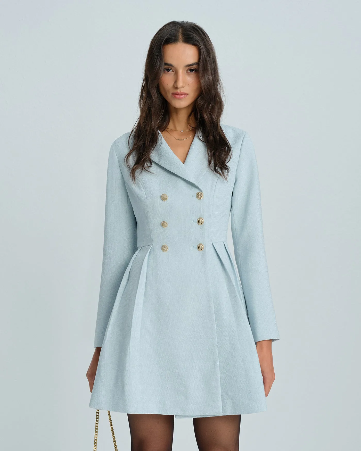 Blue Collar Button Mini Dress sold by rihoas