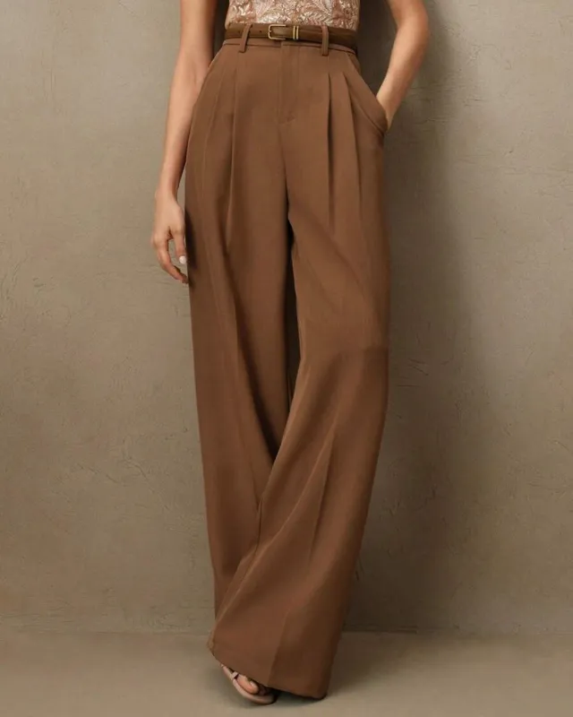 Caramel Natural Waisted Straight Pants sold by rihoas