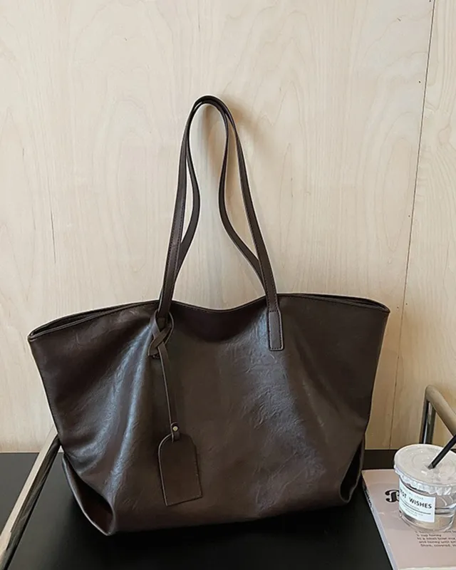 Coffee PU Leather Handbag sold by rihoas