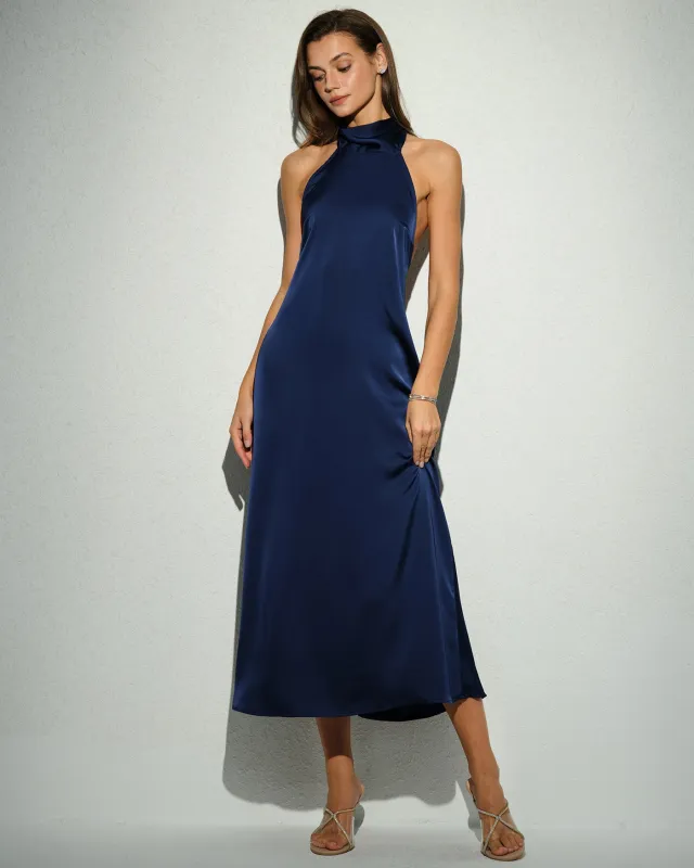 Blue Halter Tunic Midi Dress sold by rihoas