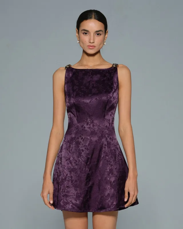 Purple Sleeveless Floral Mini Dress sold by rihoas