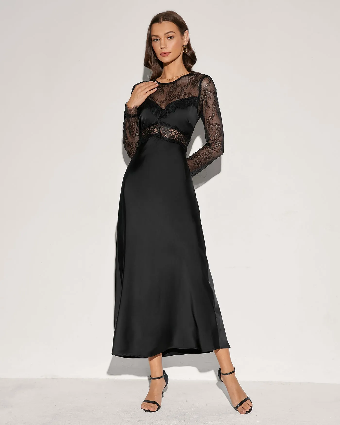 Black Lace Tunic Maxi Dress sold by rihoas product image thumbnail 4