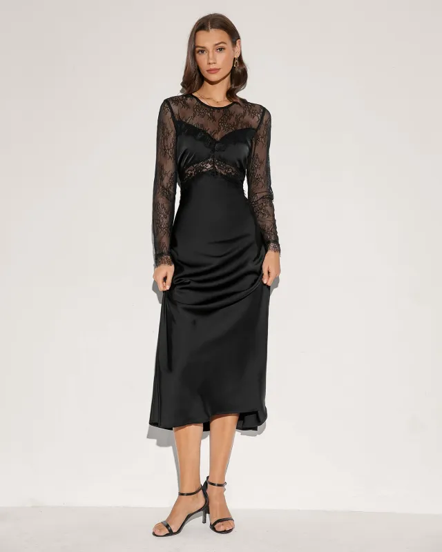 Black Lace Tunic Maxi Dress sold by rihoas