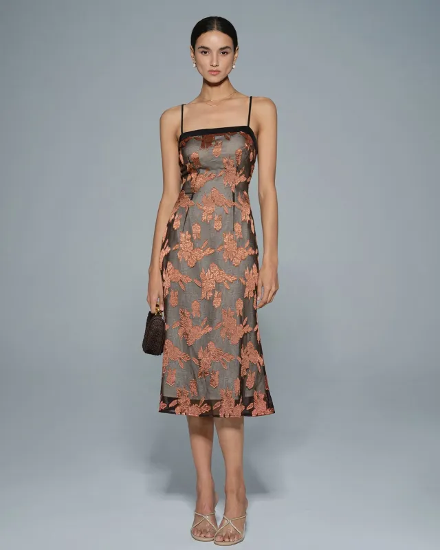 Caramel Floral Slip Midi Dress made by rihoas