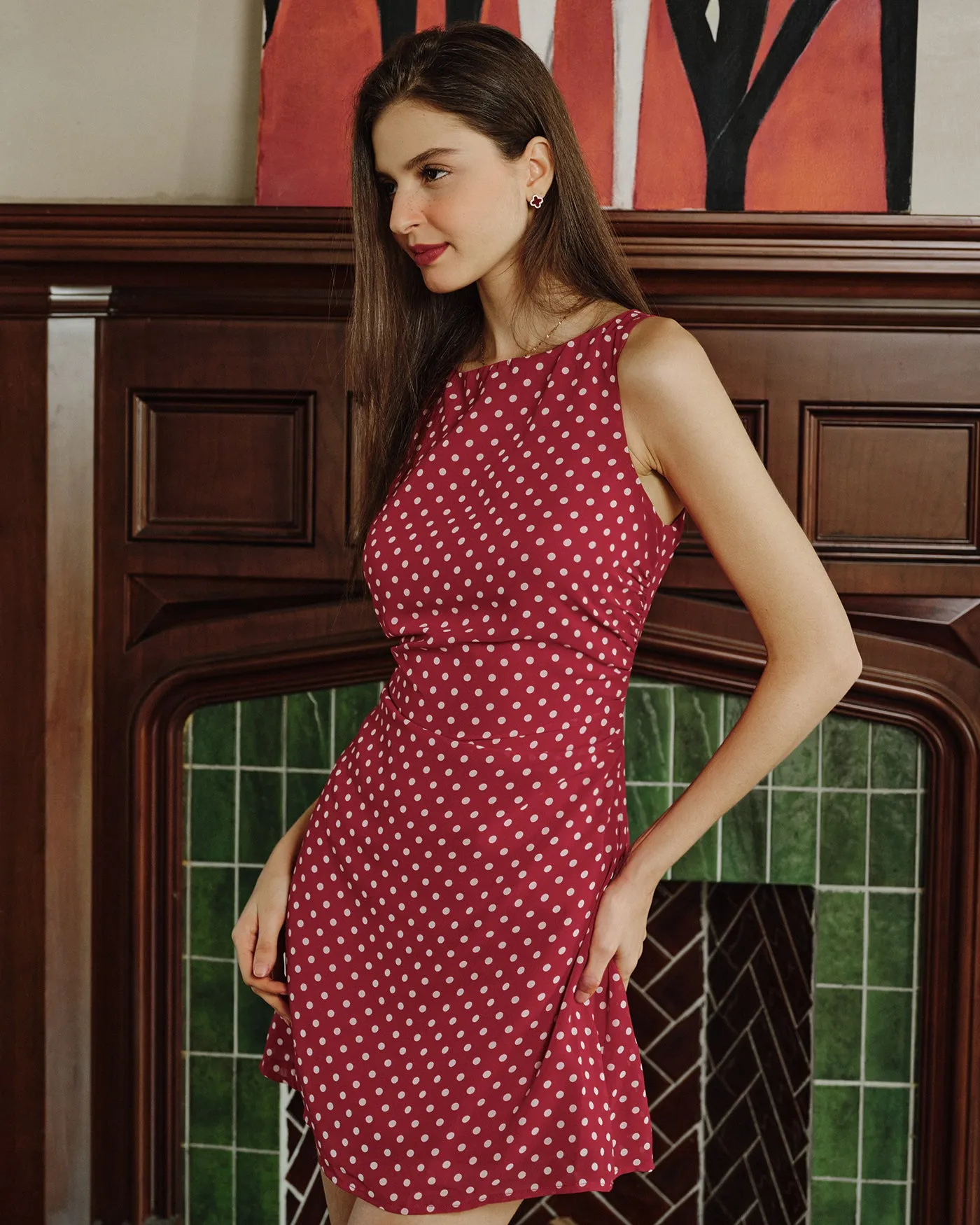 Red Polka Dot Tunic Mini Dress sold by rihoas product image thumbnail 2